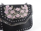 Stella McCartney Black Box Falabella Chain Bag with Floral Embroidery