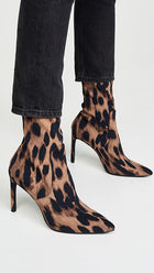 Stuart Weitzman Wren Leopard Stretch Jersey Ankle Boots - USA 9.5