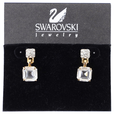 Swarovski Clear Square Cut and Goldtone Earrings