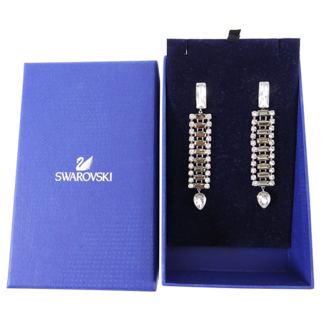 Swarovski Crystal Rhinestone Long Clear and Grey 3" Earrings