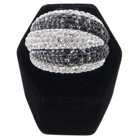 Swarovski Appolon Black and Clear Rhinestone Cocktail Ring - 6