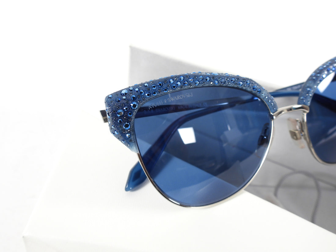 Atelier Swarovski Blue Crystal Frame Sunglasses