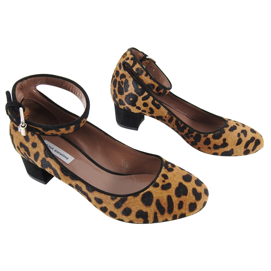 Tabitha Simmons Martha Leopard Calf Hair Ankle Strap Shoes - 36.5