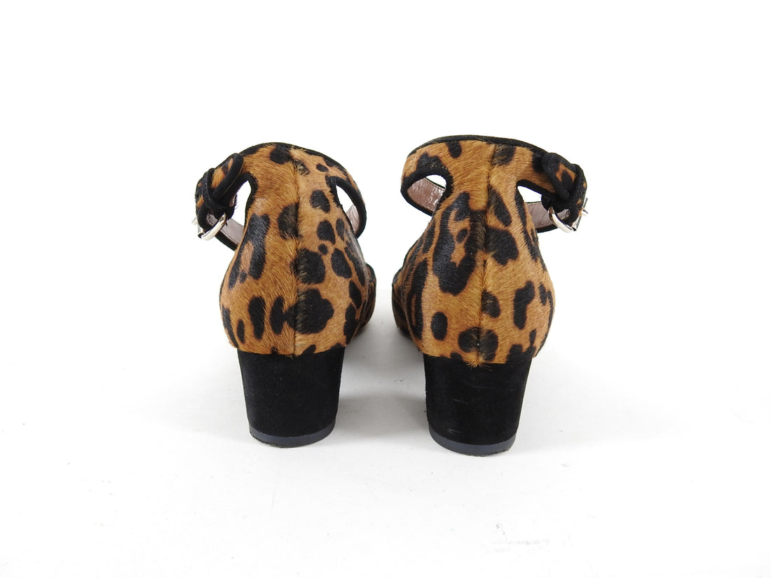 Tabitha Simmons Martha Leopard Calf Hair Ankle Strap Shoes - 36.5