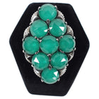 Tacori 925 Sterling Silver and Green Onyx Cluster Ring - 6.5