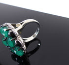 Tacori 925 Sterling Silver and Green Onyx Cluster Ring - 6.5