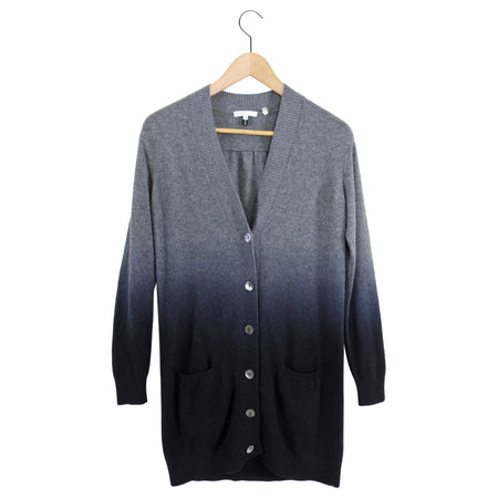 Vince Grey Ombre Cashmere Long Cardigan Sweater - S