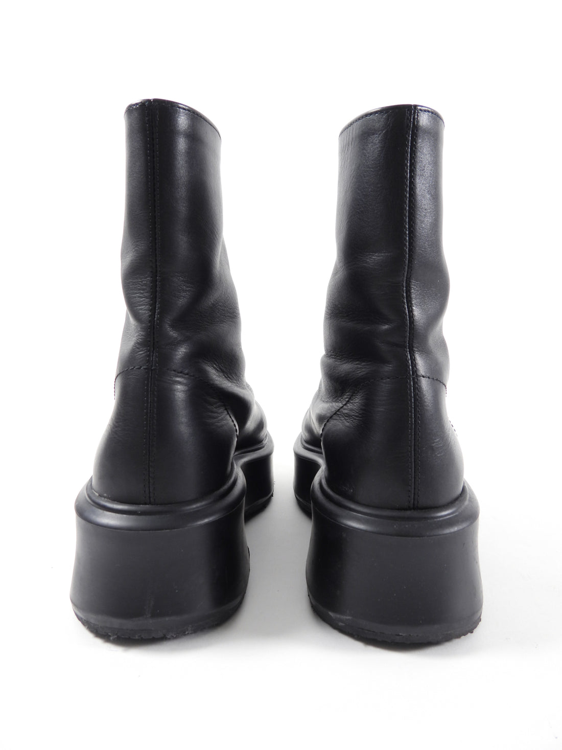 The Row Black Leather Zipper Ankle Boots - 39.5