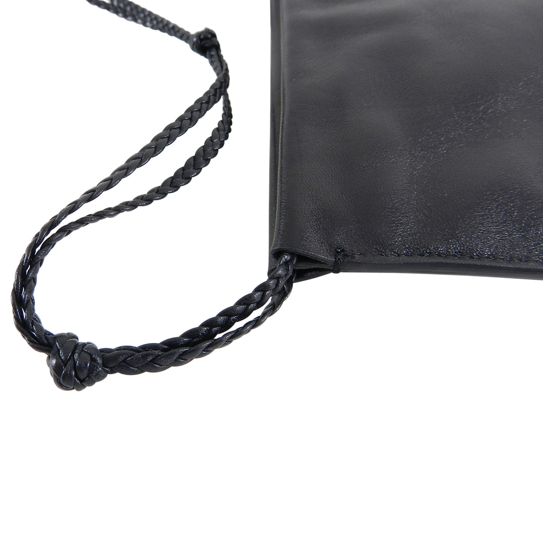 The Row Black Leather Medicine Bag with Braided Strap