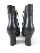 The Row Bowin Black Leather Zip Ankle Boot - 40
