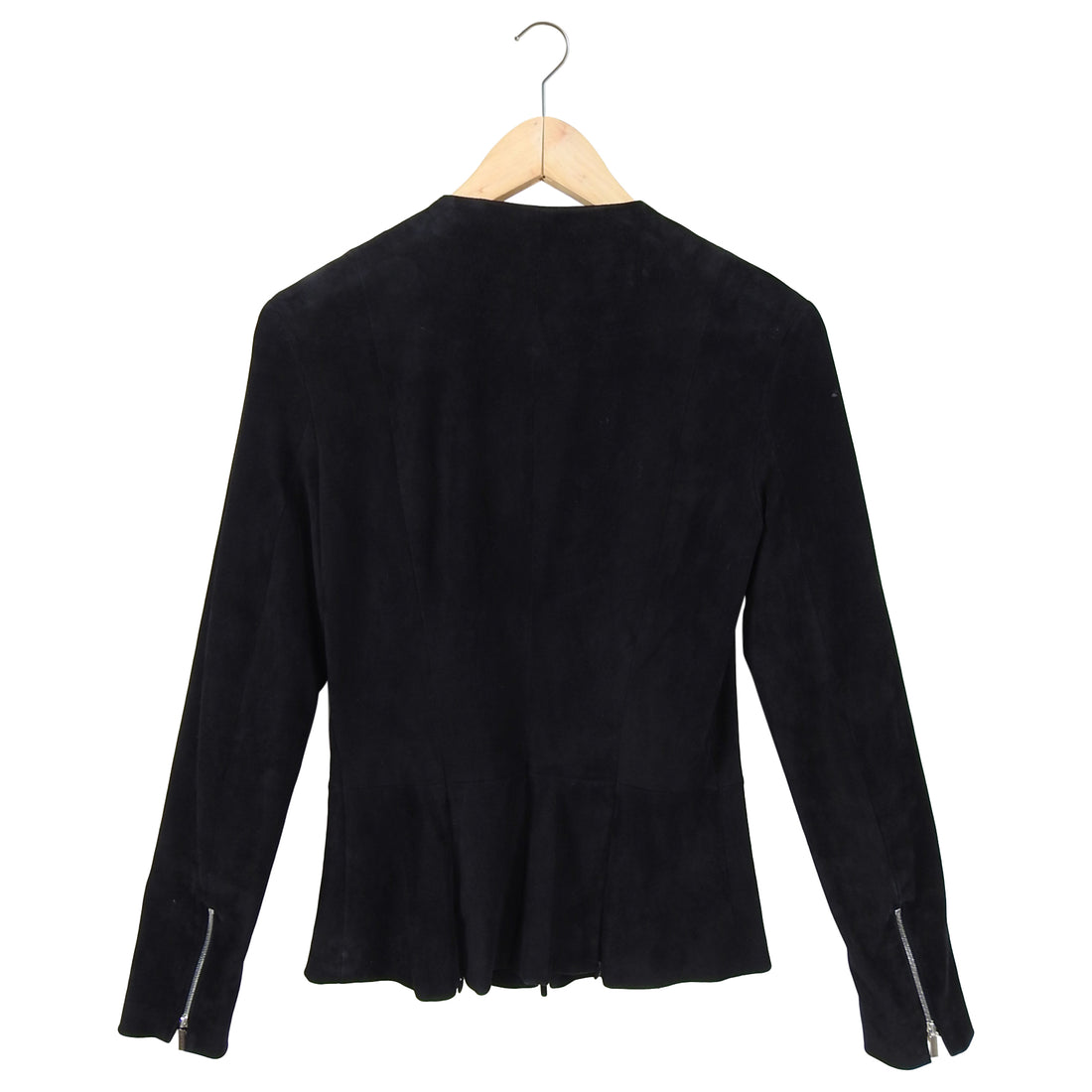 The Row Black Suede Zip Front Anasta Fitted Jacket - 6 / 8