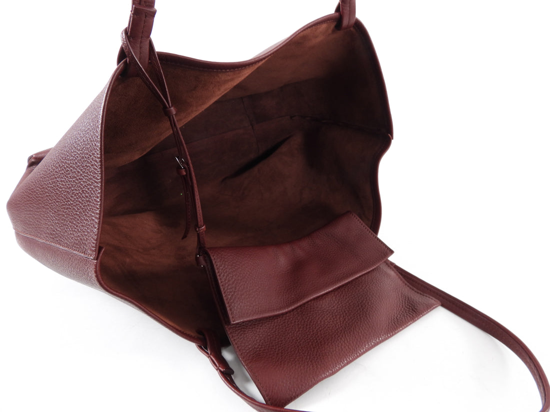 The Row Maroon Leather Park Tote Shopper Bag