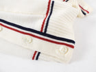Thom Browne Ivory Fine Knit Cardigan with Red Navy Stripe - IT42 / USA 6