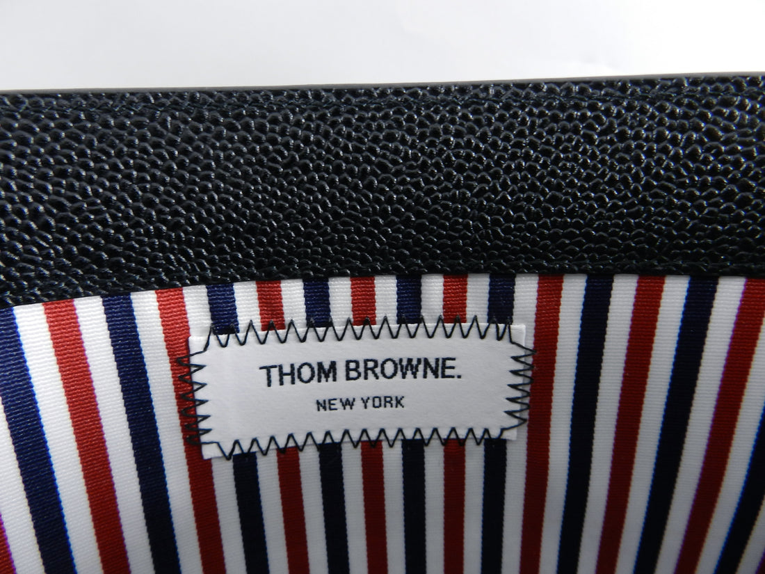 Thom Browne New York Black Leather Flat Portfolio / Clutch Bag