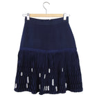 Thom Browne Navy Blue Silk Pin-tucked Skirt With Pearl Detail - XS / 2