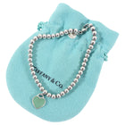 Tiffany Sterling Silver Blue Heart Tag Ball Bracelet