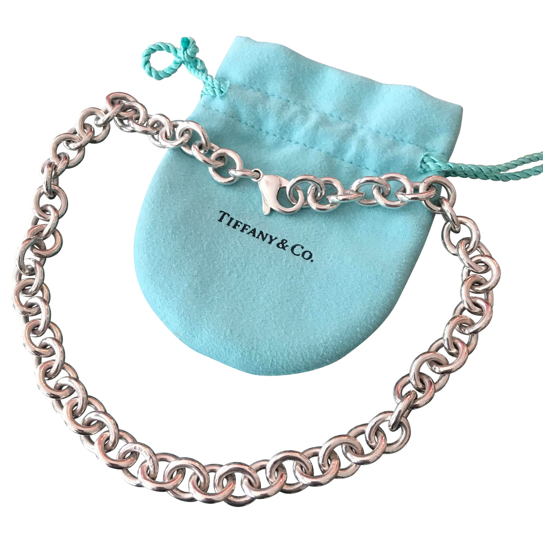 Tiffany and Co. Sterling Silver Heavy Chain Link Choker Necklace