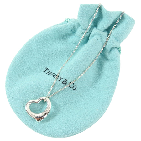 Tiffany and Co. Elsa Peretti Sterling Silver Open Heart Pendant Necklace