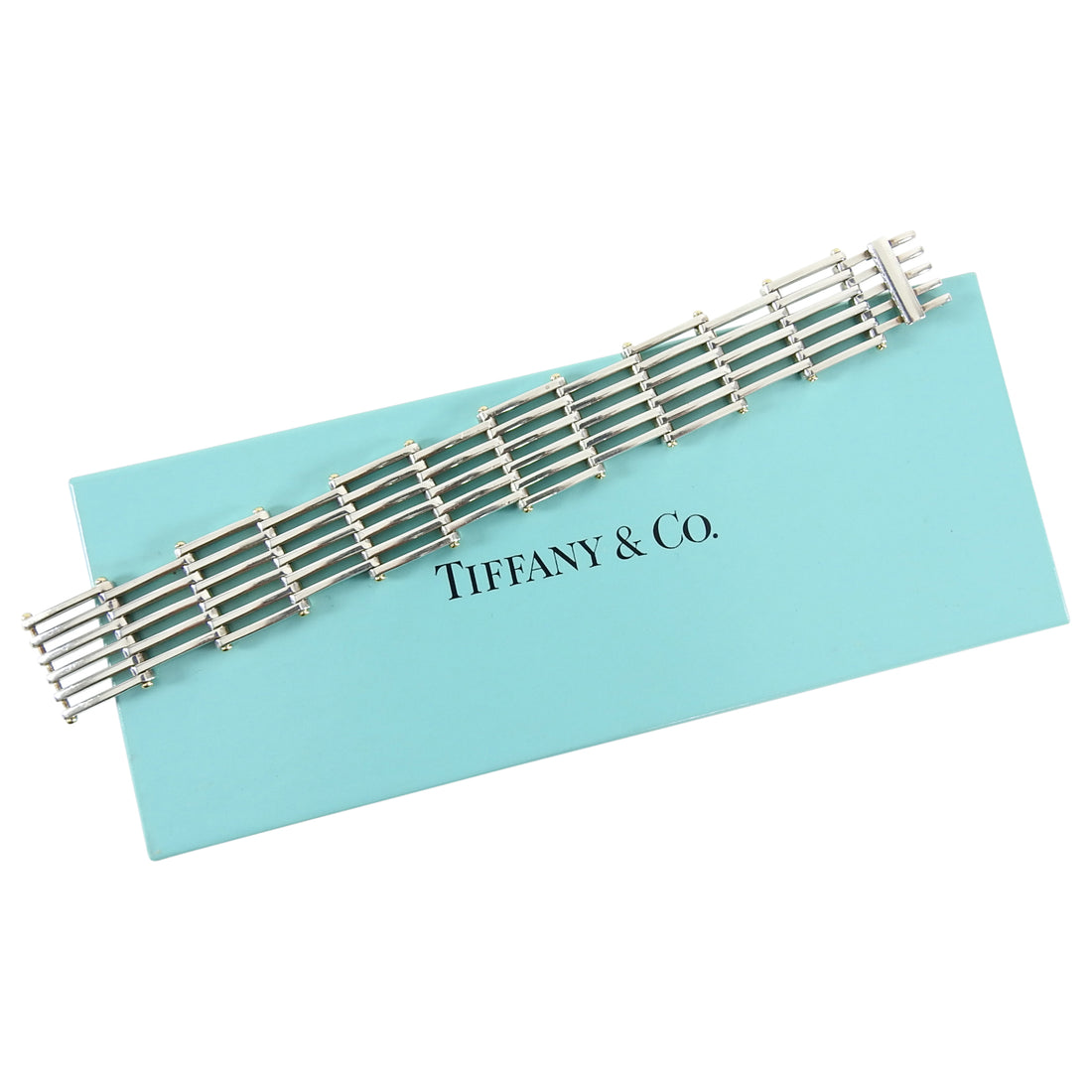Tiffany & Co. Sterling Silver and 18k Yellow Gold Gate Bracelet 