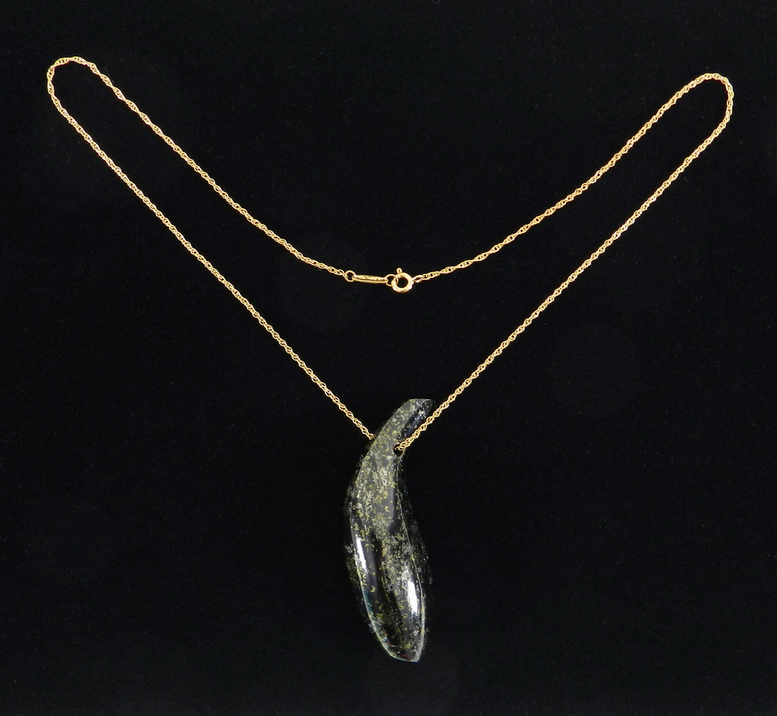 Tiffany and Co. x Frank Gehry 18k Gold and Jade Fish Pendant Necklace