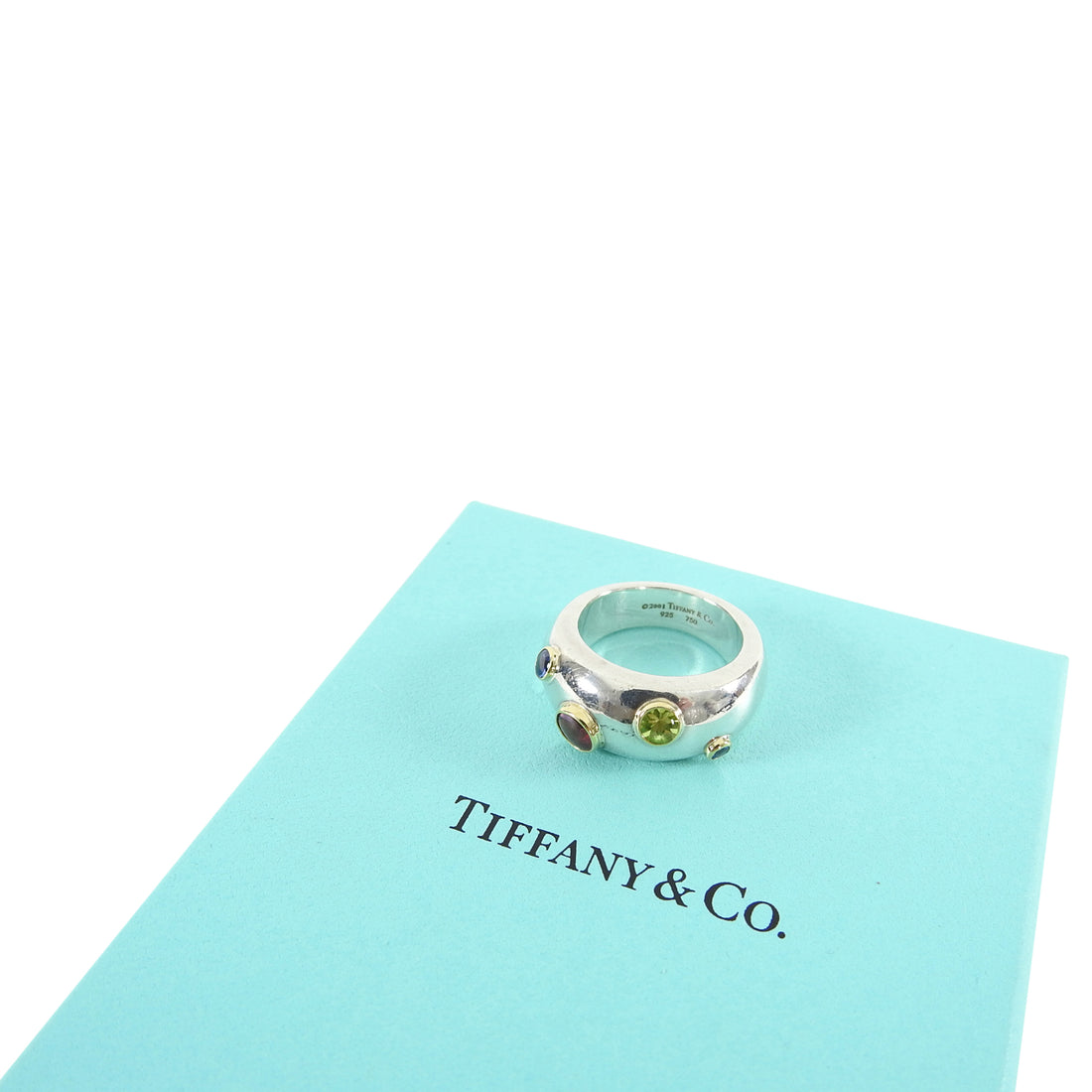 Tiffany & Co. 2001 Vintage Multi Gemstone Sterling Ring - 6.5