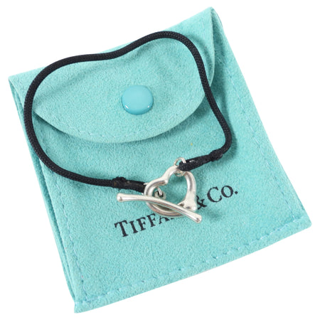 Tiffany & Co.  Elsa Peretti Sterling Open Heart Cord Bracelet