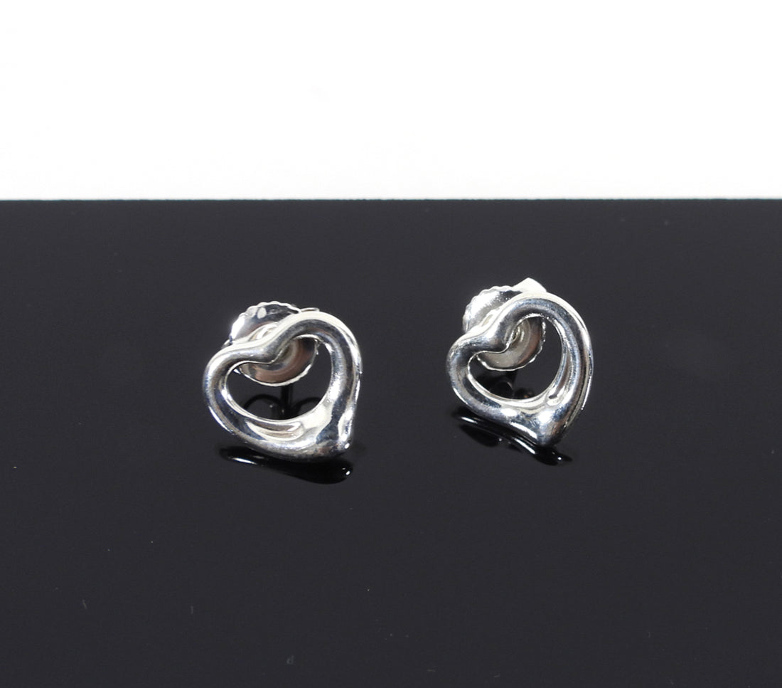 Tiffany and Co. Sterling Silver Elsa Peretti Heart Earrings