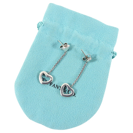 Tiffany Sterling Silver Heart Drop Earrings