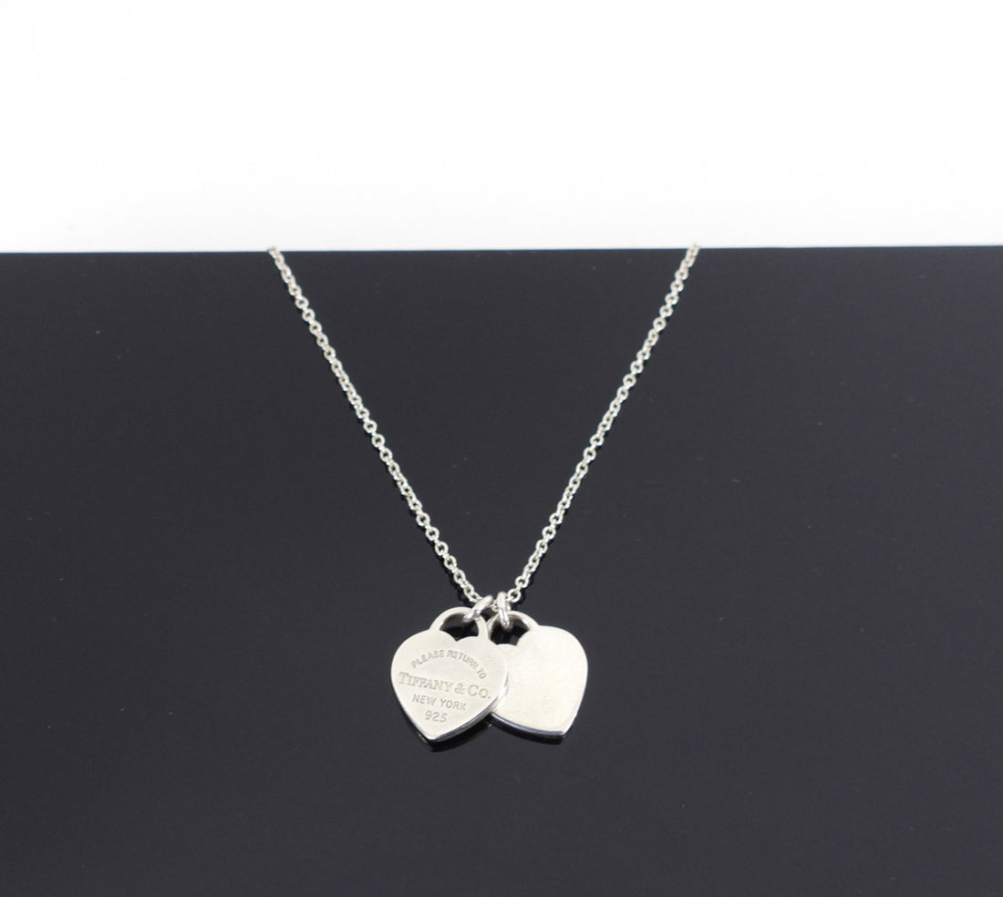 Tiffany & Co.  Double Heart Tag Pendant Necklace
