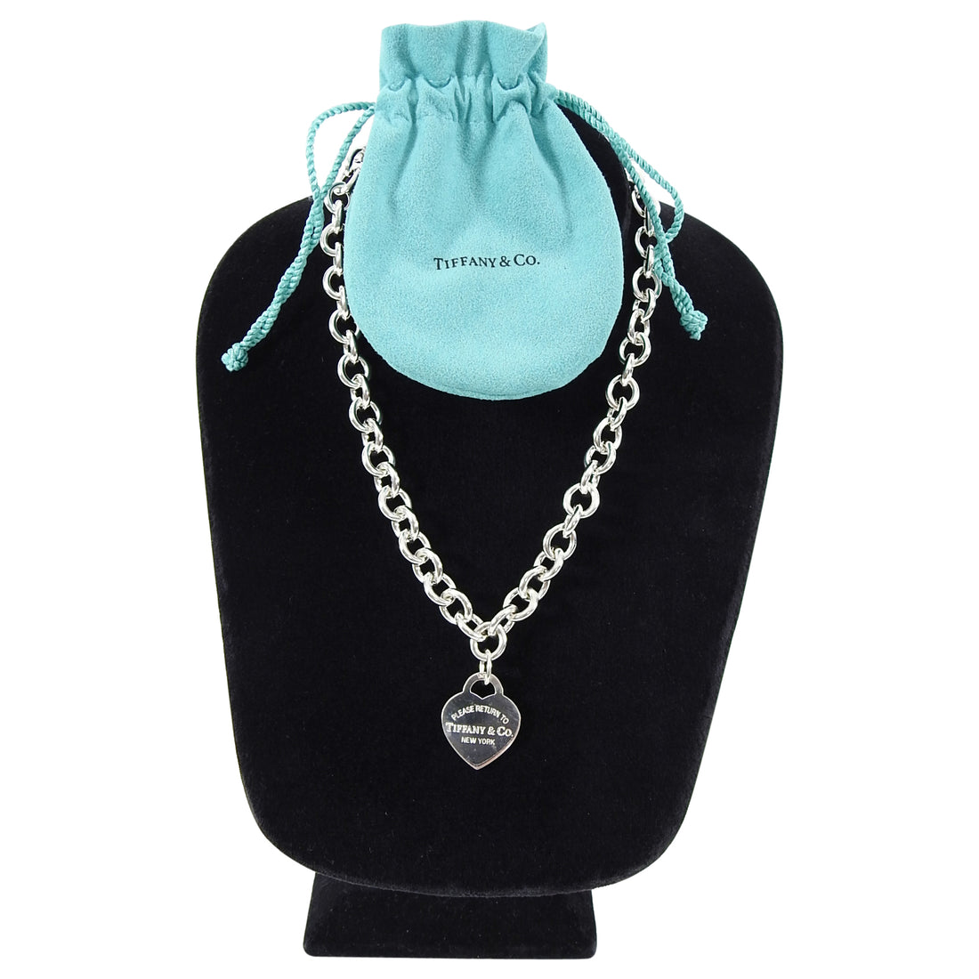 Tiffany & Co Sterling Silver Chain Link Heart Tag Charm Bracelet – THE  CLOSET