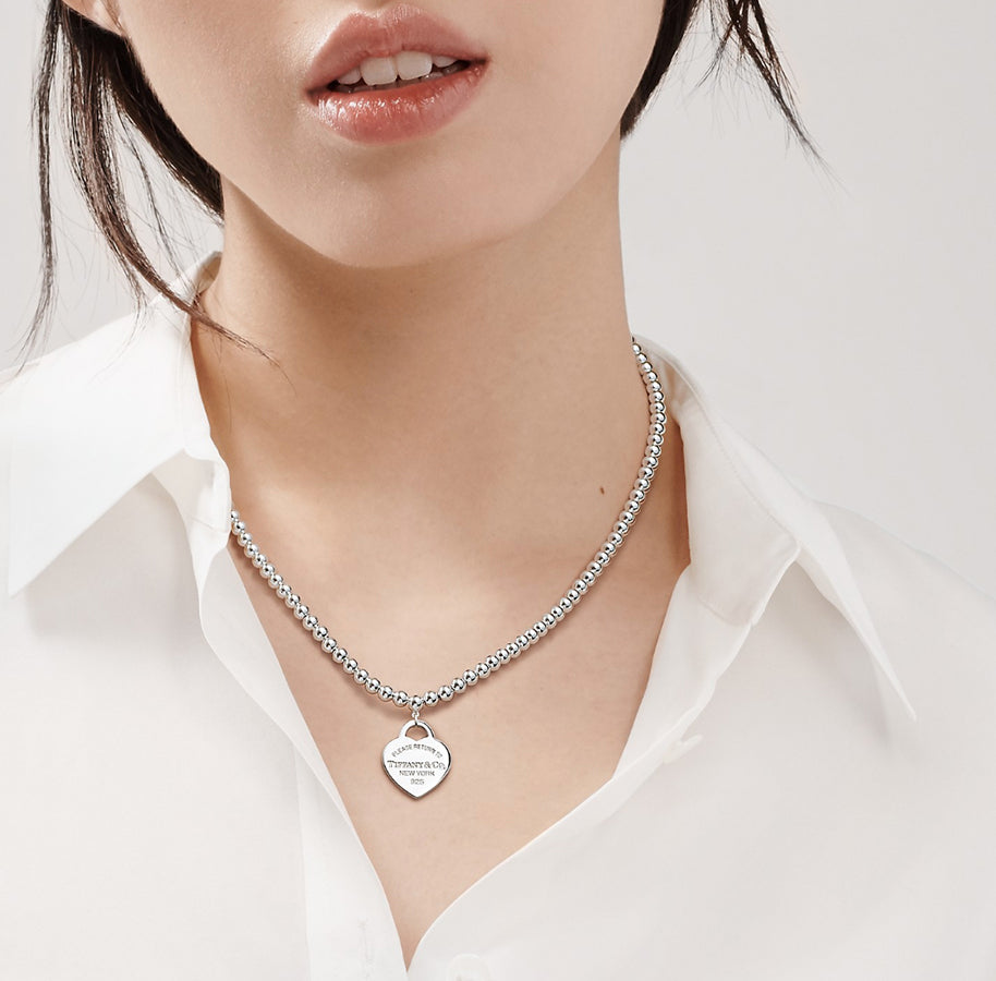 Tiffany and Co. Return to Tiffany Small Heart Tag on Bead Necklace