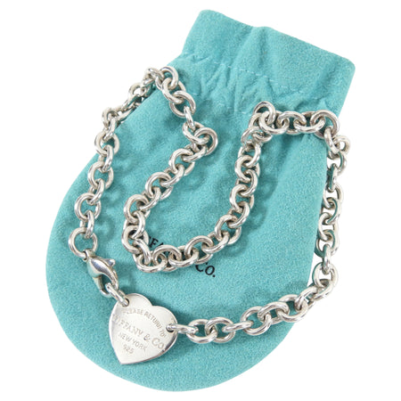 Tiffany & Co.  Sterling Silver Heart Tag Choker Necklace