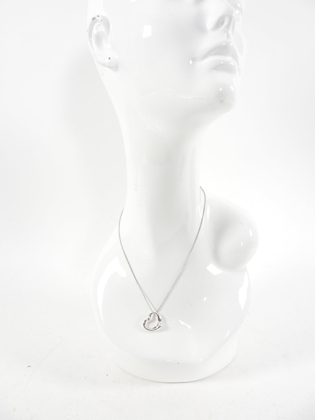 Tiffany & Co.  Elsa Peretti Sterling Silver Diamond Open Heart Necklace
