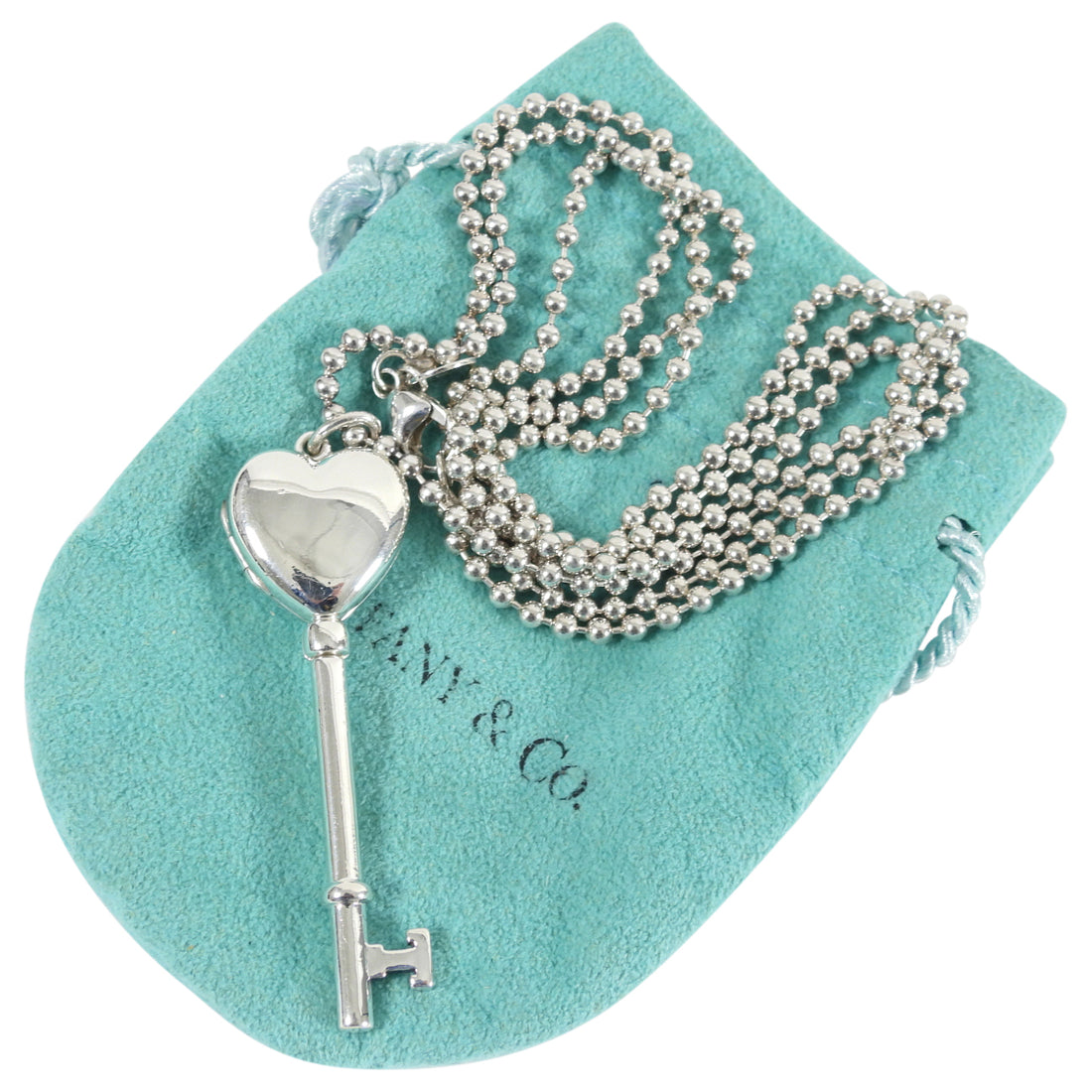 Tiffany Sterling Silver Locket Heart Key Necklace
