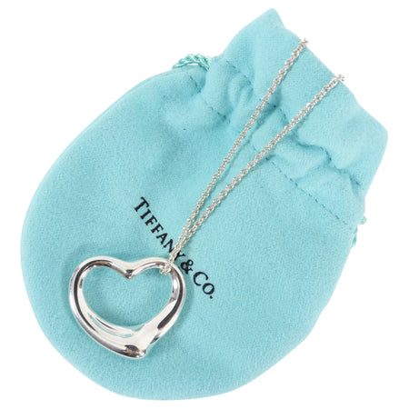 Tiffany and Co.  Sterling Silver Large Elsa Peretti Open Heart Necklace