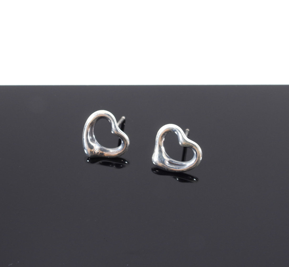 Authentic Tiffany & Co. Sterling Silver 925 Open Heart Earrings – Italy  Station