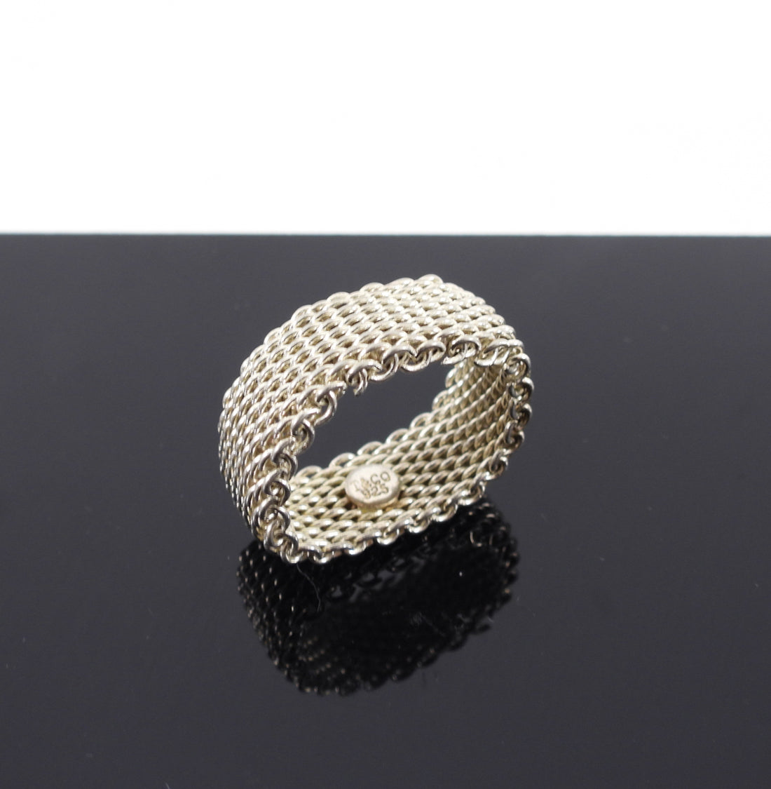 Tiffany & Co. Sterling Silver Mesh Ring - USA 8