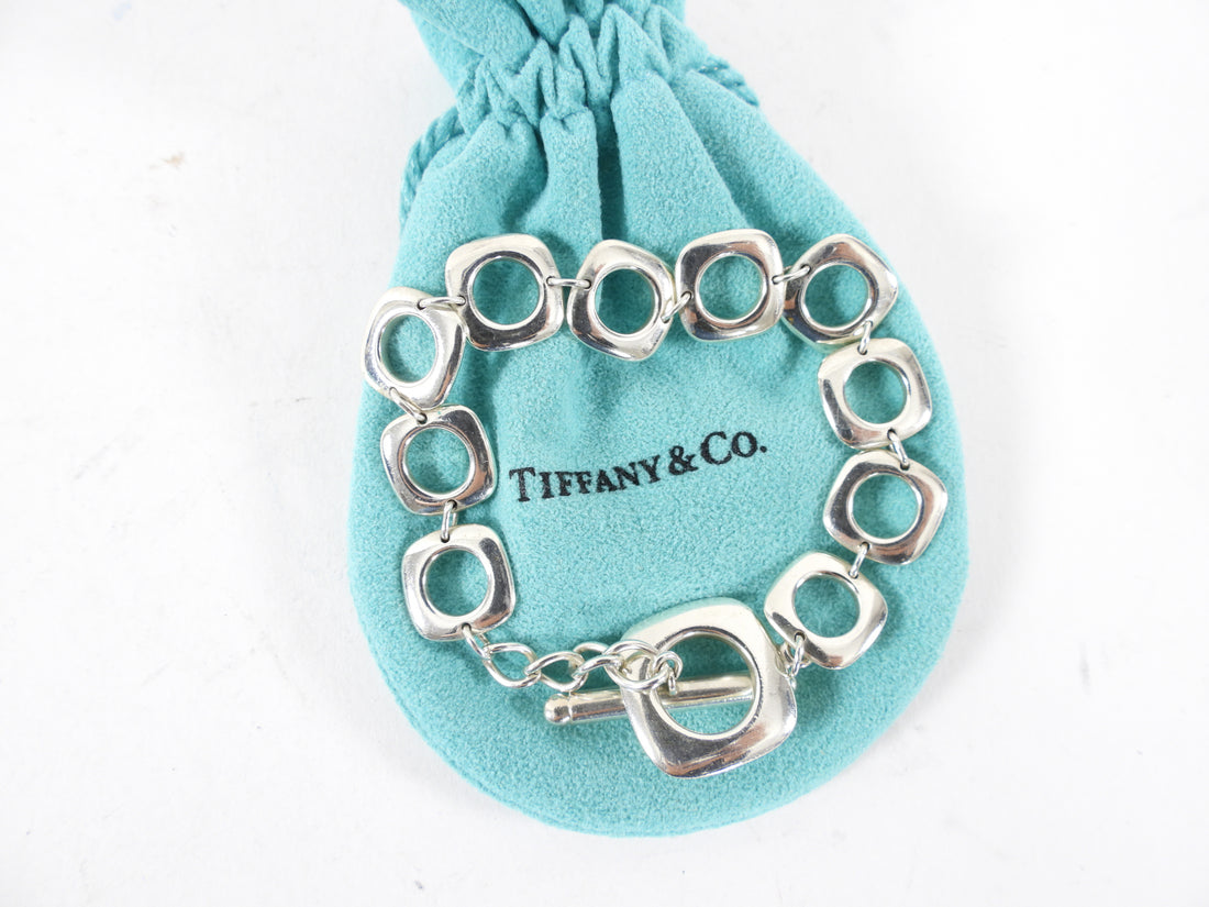 Tiffany and Co. Square Cushion Link Sterling Silver Bracelet