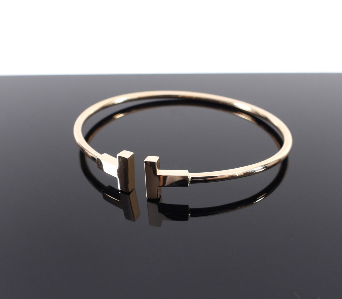 Tiffany & Co. 18k Rose Gold T Wire Bracelet 