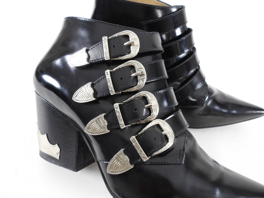 Toga Pulla Black Buckle Detail Ankle Boots - 41 (fits EU40)