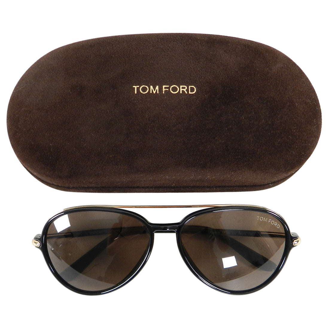 Tom Ford RF149 Ramone Black Frame Aviator Sunglasses with Gold Trim