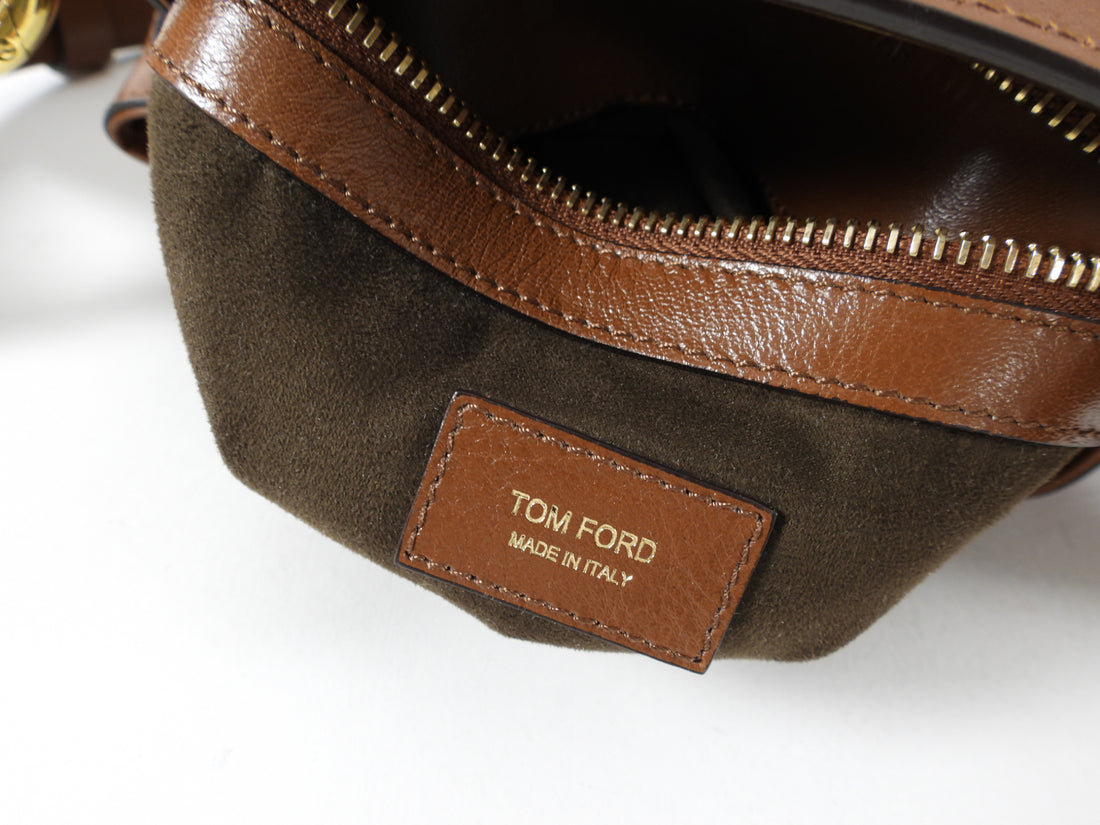 Tom Ford Cognac Smooth Leather Crossbody Bag