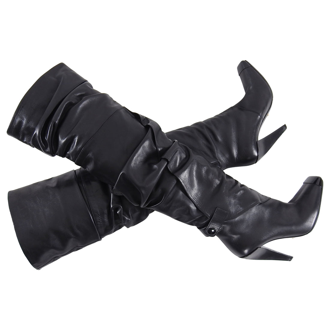 Tom Ford Black Over the Knee Black Leather Boots  - 40.5