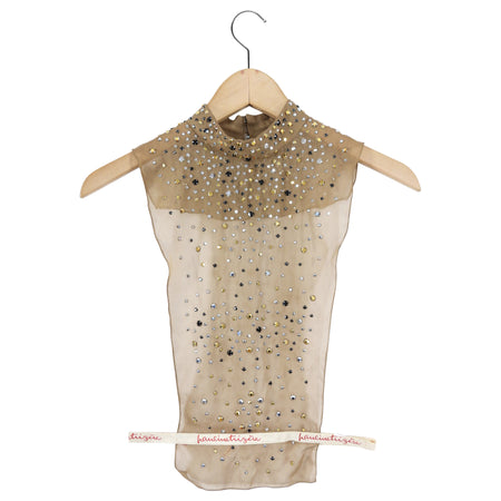 Pauline Trigere Vintage Couture Crystal Silk Bib Dickie