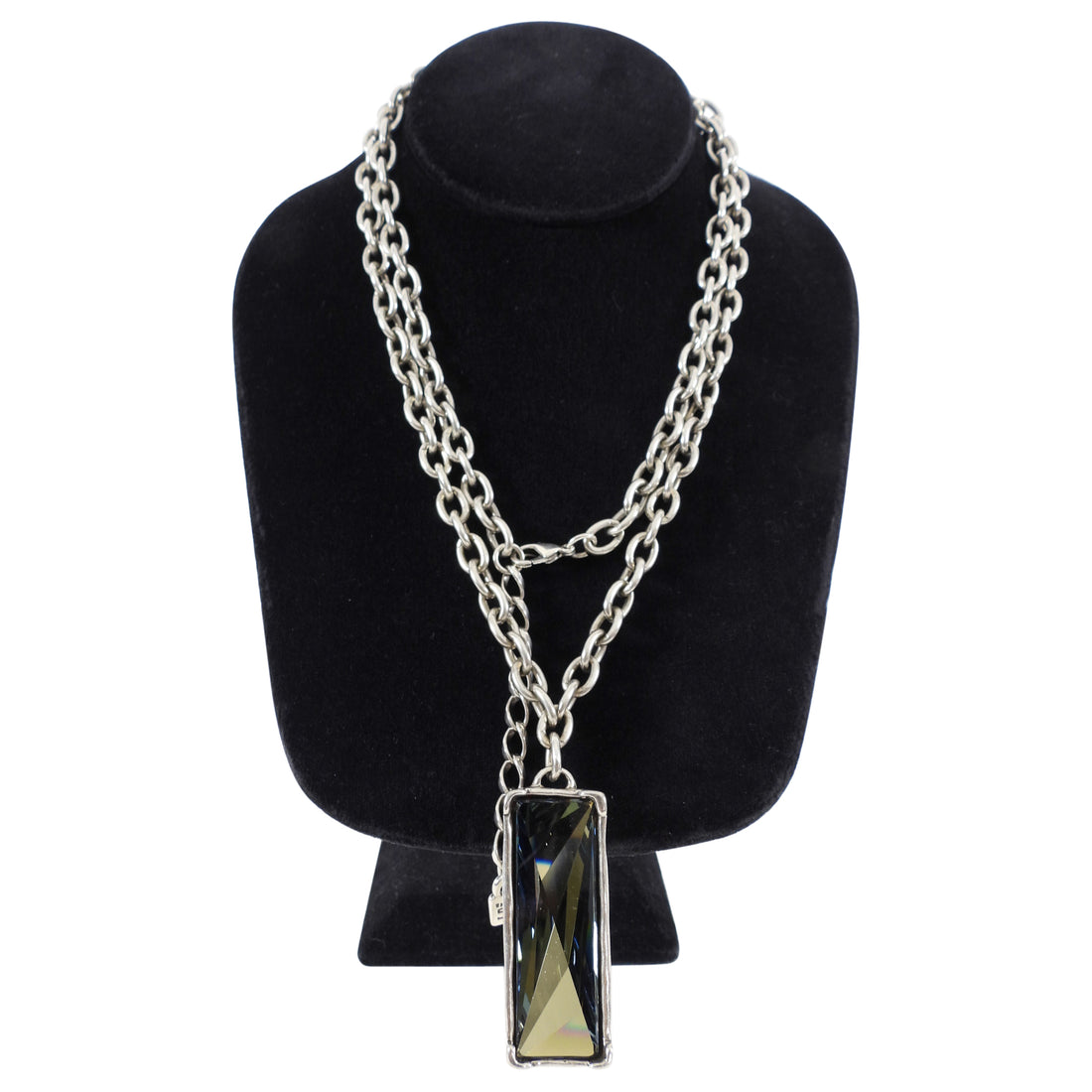 Uno de 50 Long Chain Necklace with Swarovski Blue Crystal Pendant
