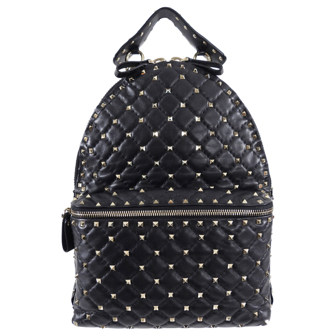 black leather backpack with gold studs Valentino Black Leather and Gold Rock Stud Small Backpack – I MISS YOU VINTAGE