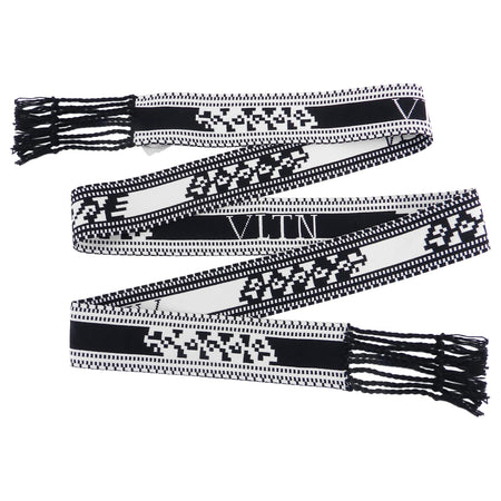 Valentino VLTN Black and White Knit Thin Bandeau Scarf / Belt
