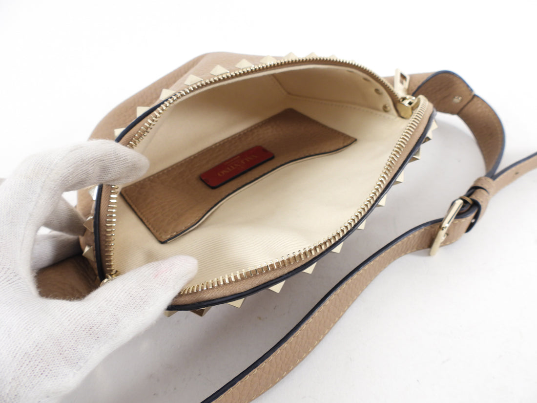 Valentino Beige Rock Stud Belt Bag