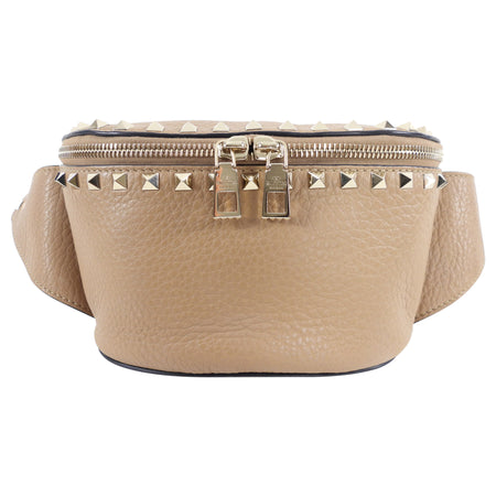 Valentino Beige Rock Stud Belt Bag