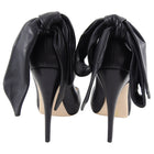 Valentino Black Peep Toe Leather Bow Heels - 40